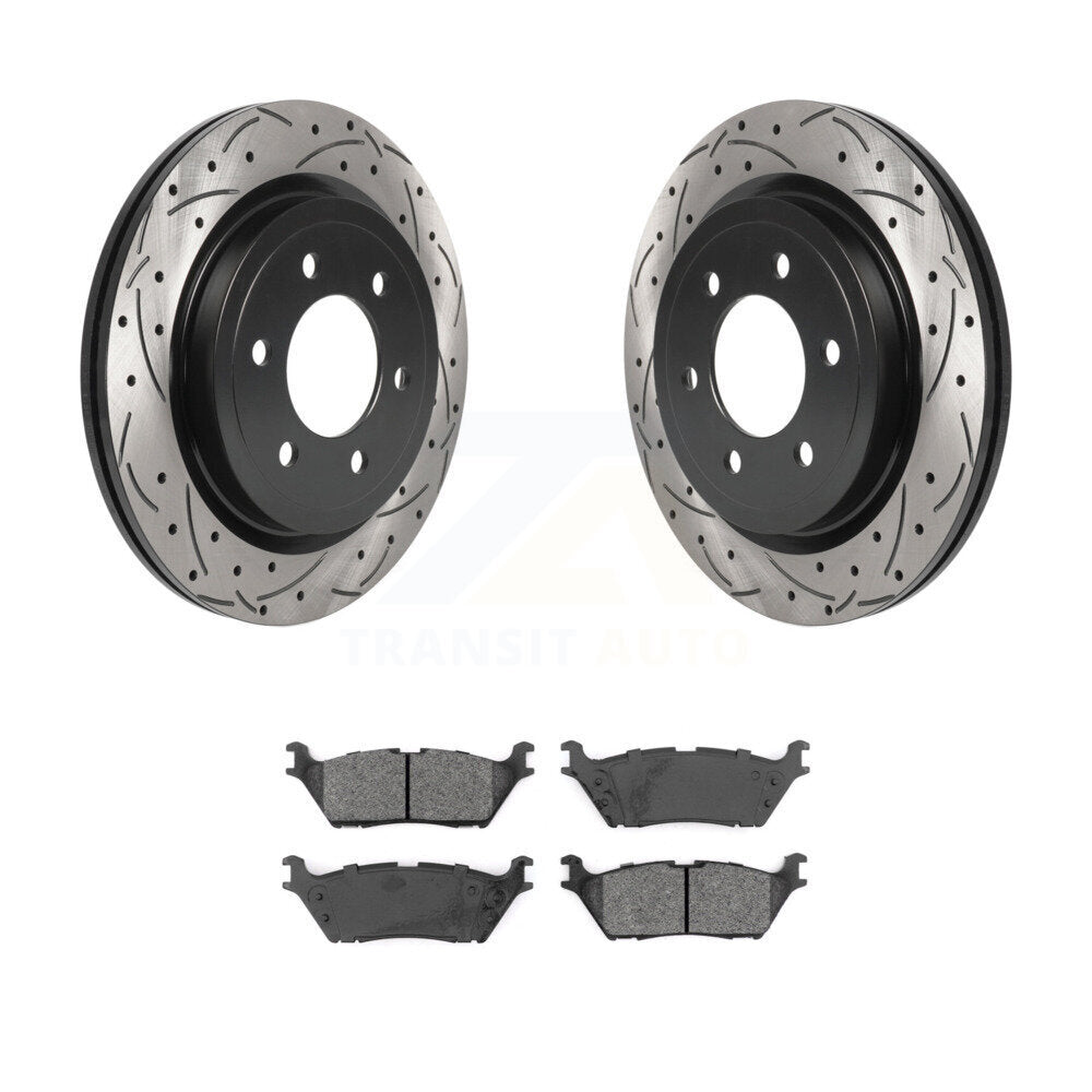 Kit de plaquettes semi-métalliques de Rotor de frein à disque de fente de forage arrière pour Ford F-150 Expeditio