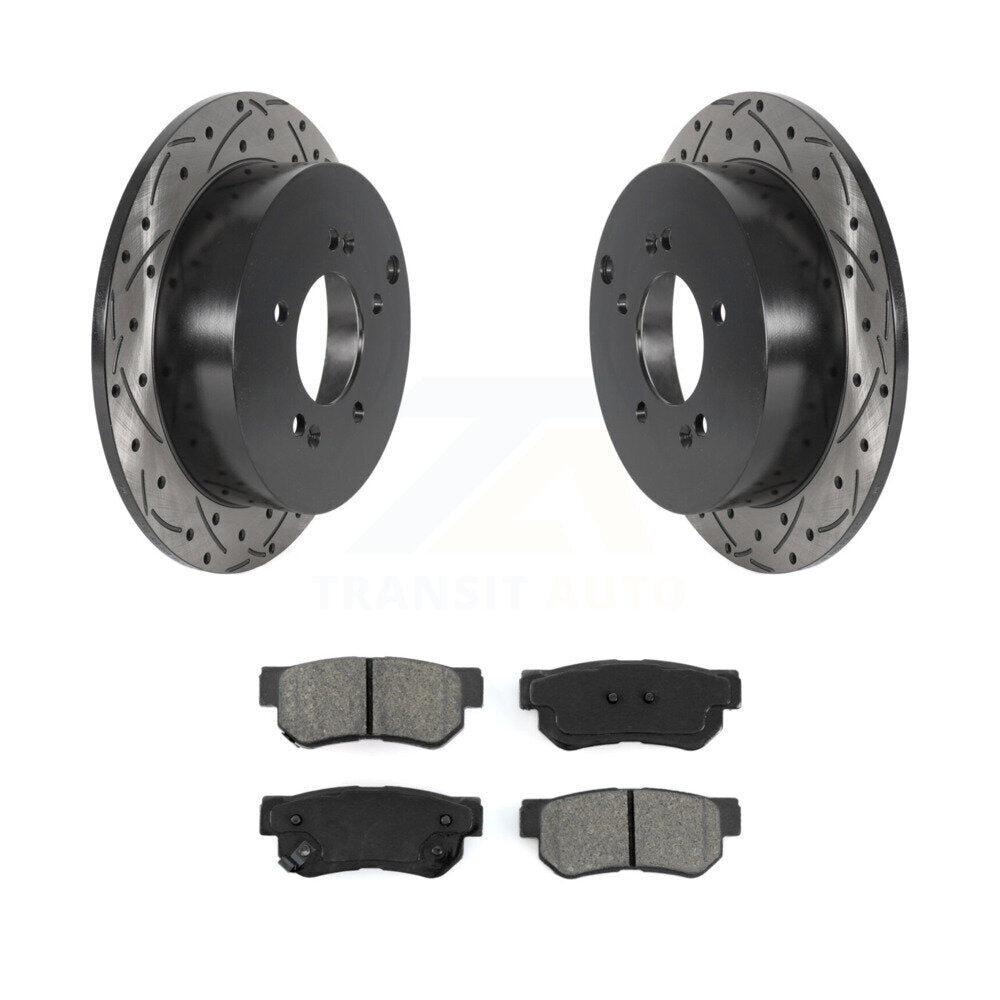 Kit de plaquettes semi-métalliques de Rotor de frein à fente arrière percée pour Hyundai Tucson Kia Sant