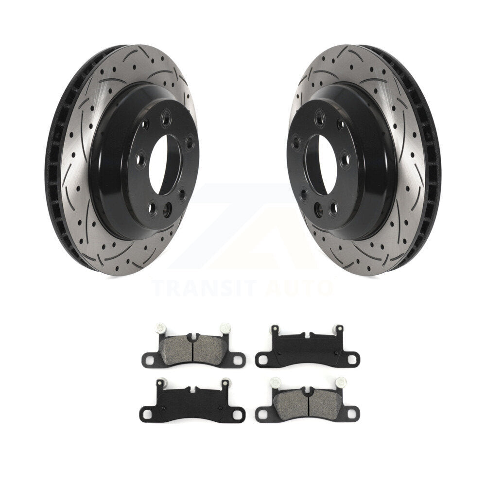 Kit de plaquettes semi-métalliques de Rotor de frein de fente de forage arrière pour Volkswagen Touareg Porsch