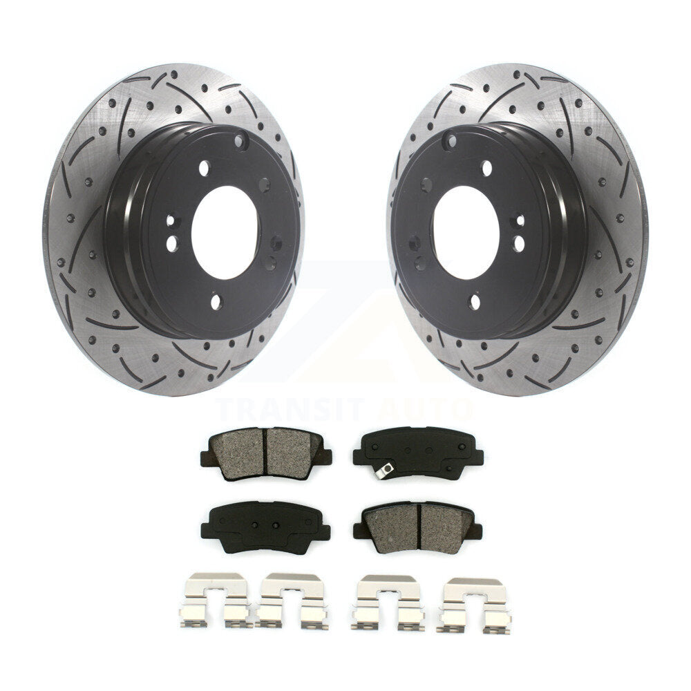 Rotors de frein à fente arrière, Kit de plaquettes semi-métalliques pour Hyundai Sonata Kia Optim