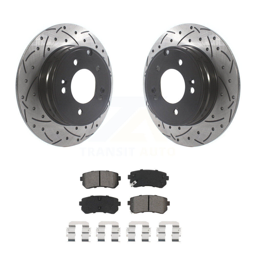 Rotors de frein à fente arrière, Kit de plaquettes semi-métalliques pour Hyundai Sonata Kia Optim