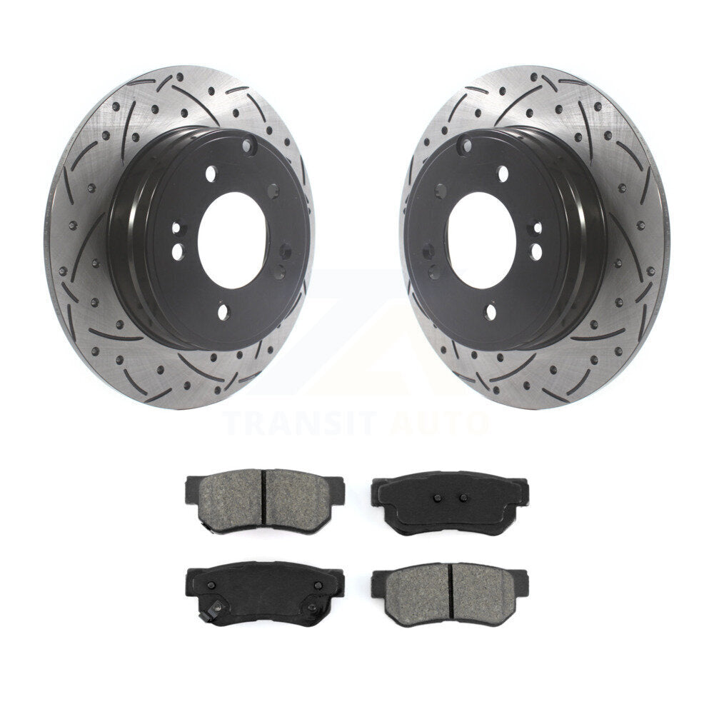 Kit de plaquettes semi-métalliques de Rotor de frein à disque à fente arrière percée pour Hyundai Sonata 3.3