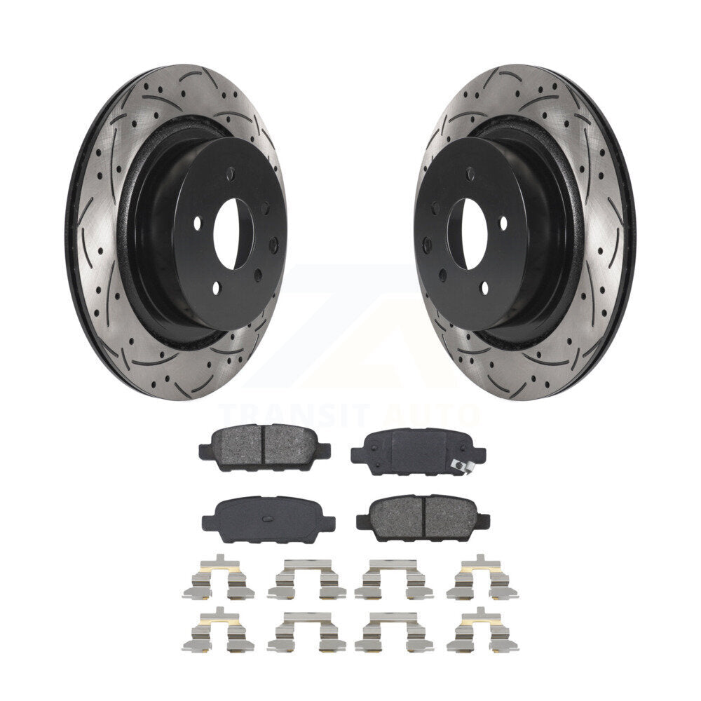 Kit de plaquettes semi-métalliques de Rotor de frein à disque de fente de forage de manteau arrière pour INFINITI G35 Q6