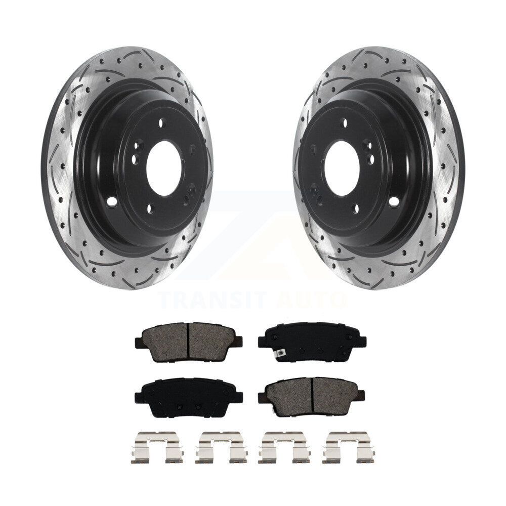 Rotors de frein à fente arrière percés, Kit de plaquettes semi-métalliques pour Hyundai Genesis G80 Ki
