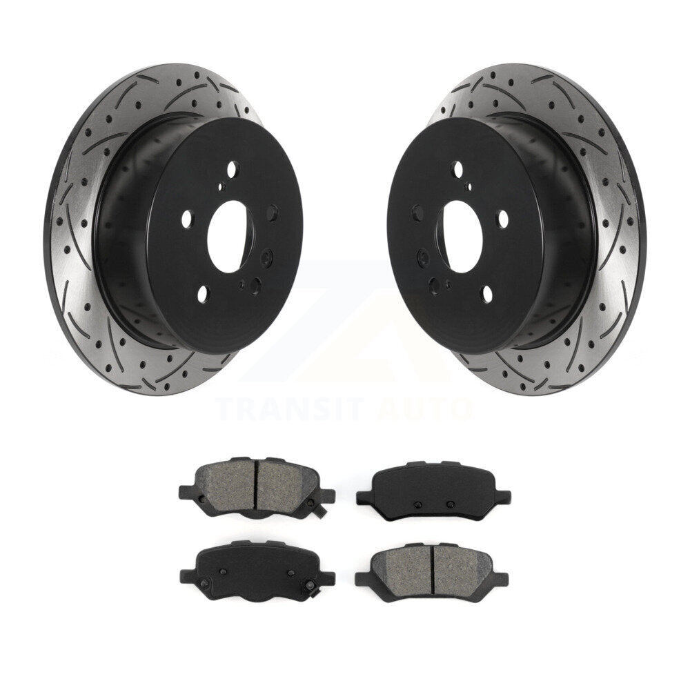 Rotor de frein à fente arrière percé et kit de plaquettes semi-métalliques pour Toyota Venz 2009-2016