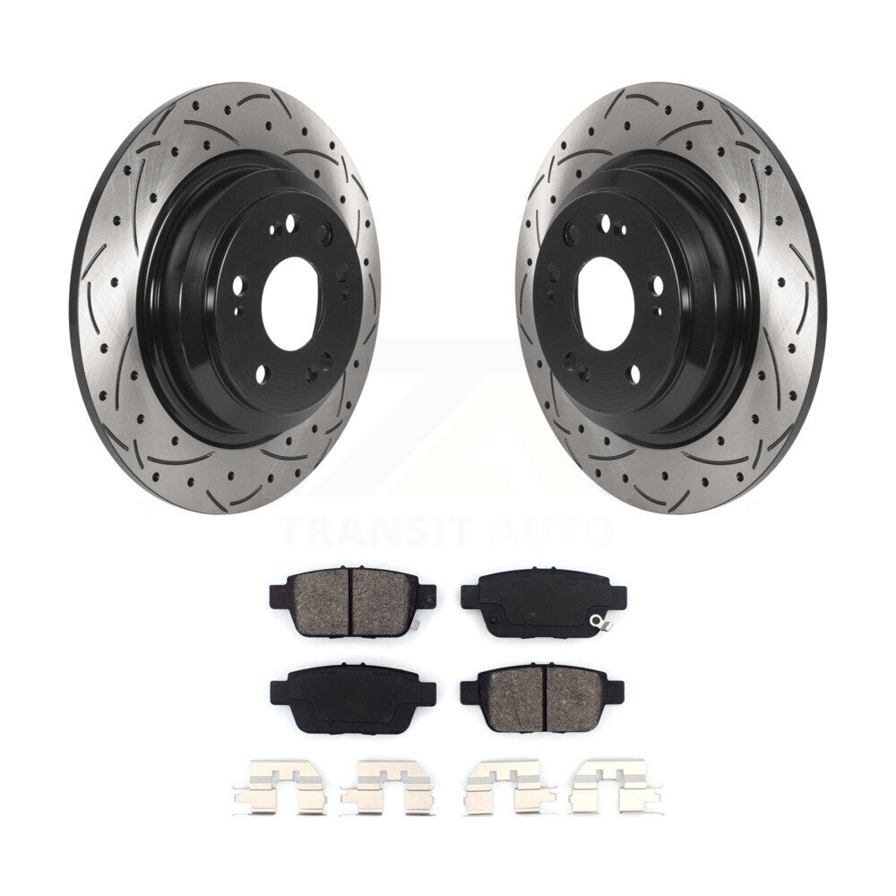 Kit de plaquettes de frein à disque semi-métalliques avec fentes percées arrière pour Acura T 2009-2014