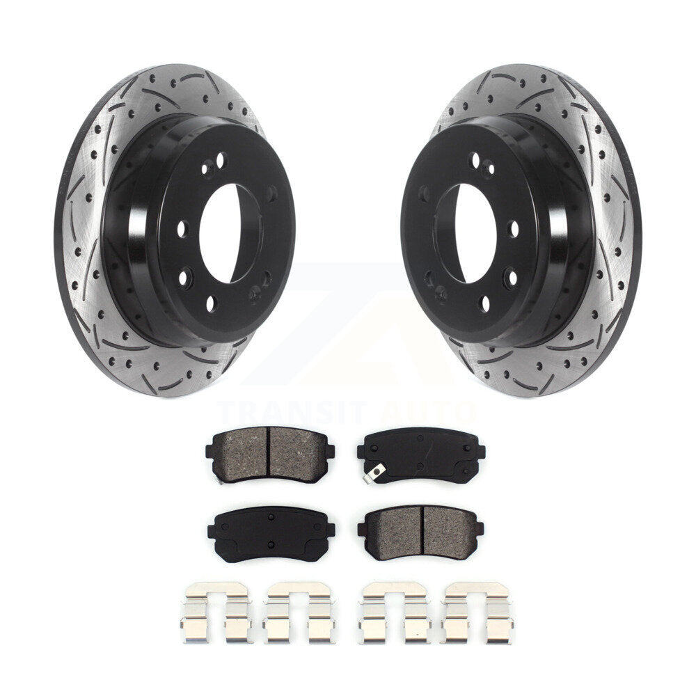 Kit de plaquettes semi-métalliques de Rotor de frein de fente de forage arrière pour Hyundai Elantra Tucson Ki