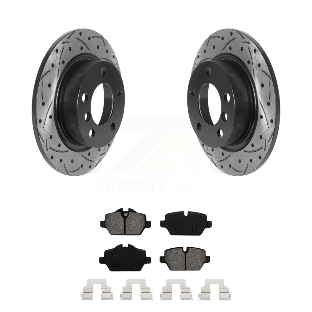 Rotor de frein à fente arrière percé et Kit de plaquettes semi-métalliques pour Mini Cooper Countryma