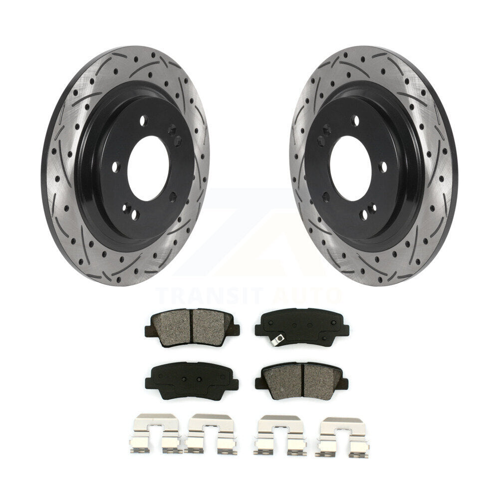 Kit de plaquettes semi-métalliques de rotors de frein à disque de fente de forage arrière pour Hyundai Sonata Azer