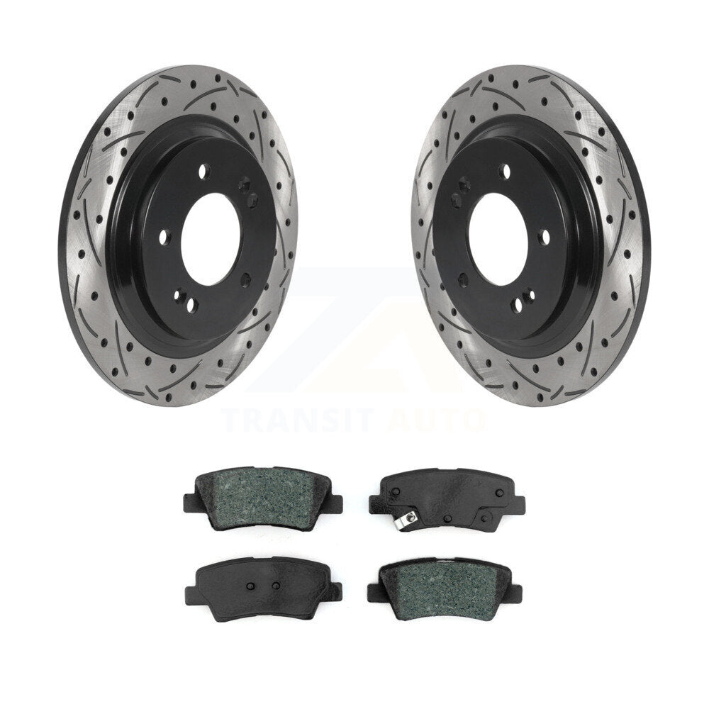 Rotor de frein à fente arrière percé et Kit de plaquettes semi-métalliques pour Hyundai Ioniq Kia Nir