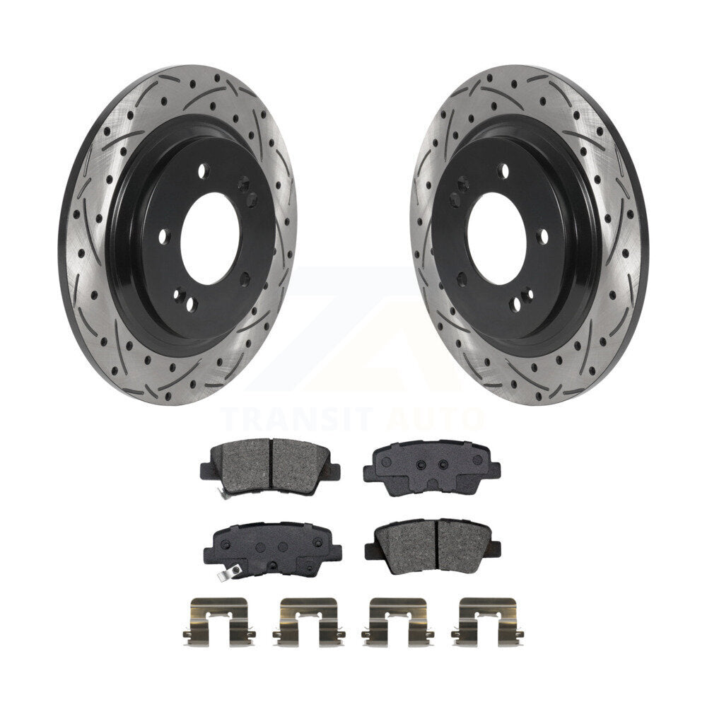 Kit de plaquettes semi-métalliques de Rotor de frein de fente de forage arrière pour Hyundai Kia Sonata Elantr