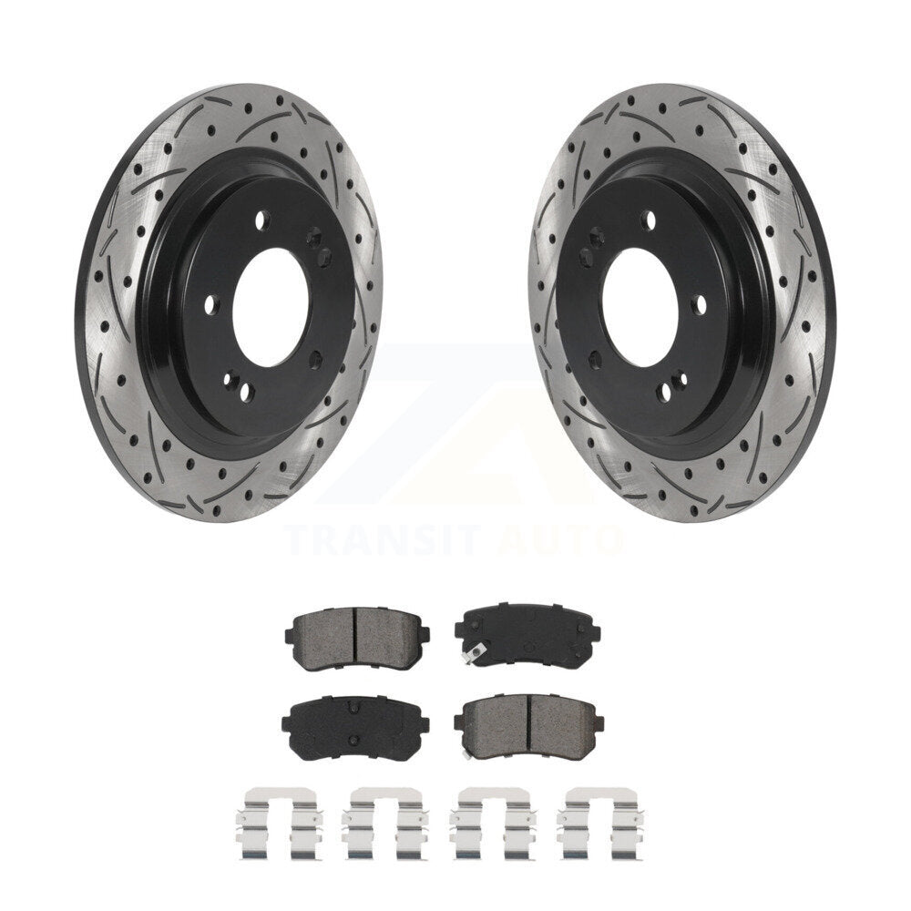 Kit de plaquettes semi-métalliques de Rotor de frein à fente arrière percée pour Kia Optima LX/EX/LX 1.6