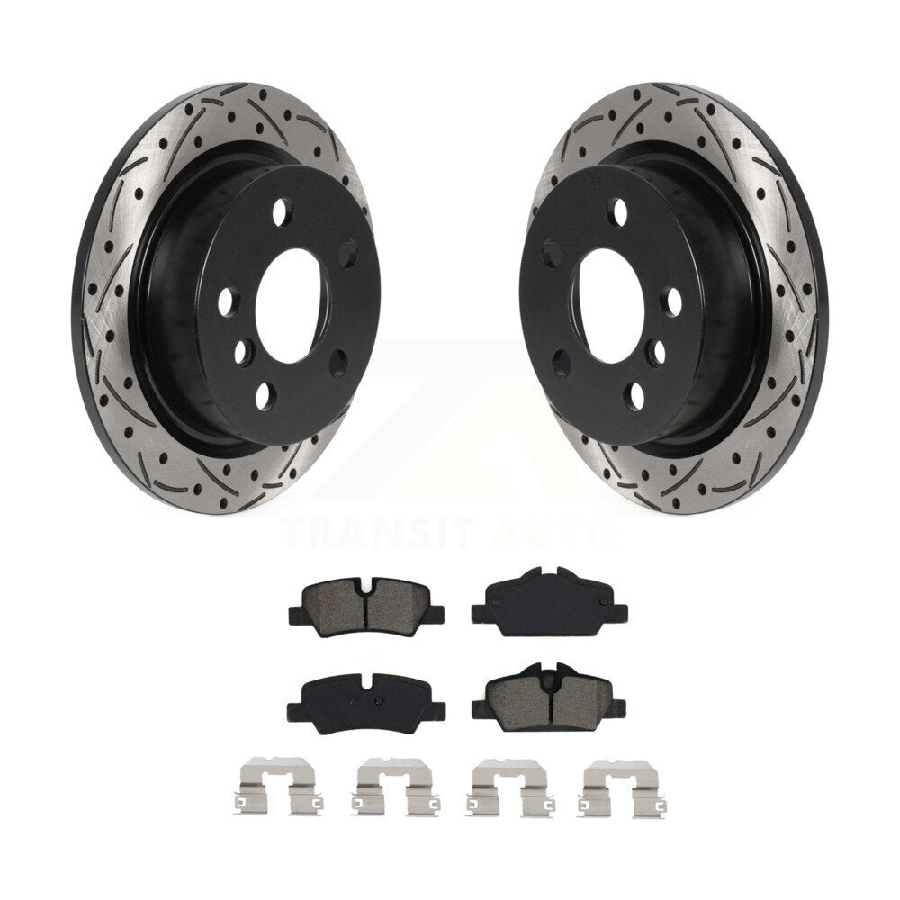 Kit de plaquettes semi-métalliques de rotors de frein à disque à fente percée à revêtement arrière pour Mini Coope