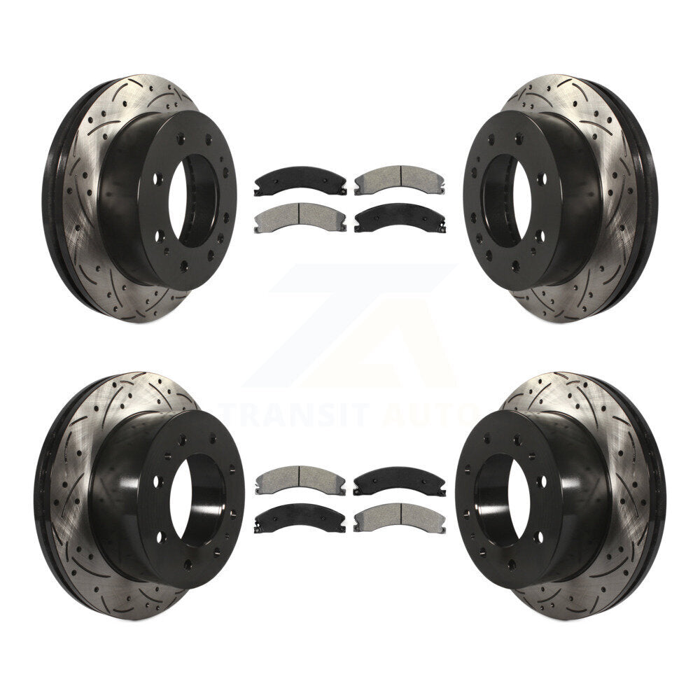 Kit de plaquettes semi-métalliques de Rotor de frein de fente de forage avant et arrière pour GMC Chevrolet Sierr