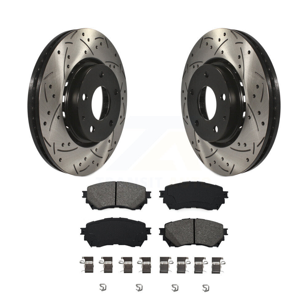 Kit de plaquettes semi-métalliques de rotors de frein à disque fendus percés à revêtement avant pour Mazda