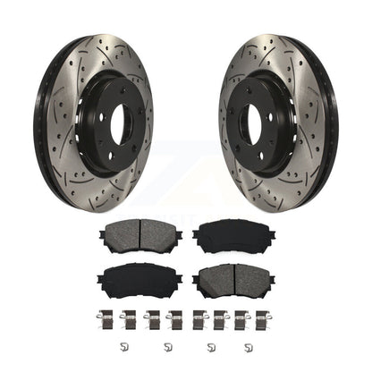 Kit de plaquettes semi-métalliques de rotors de frein à disque fendus percés à revêtement avant pour Mazda