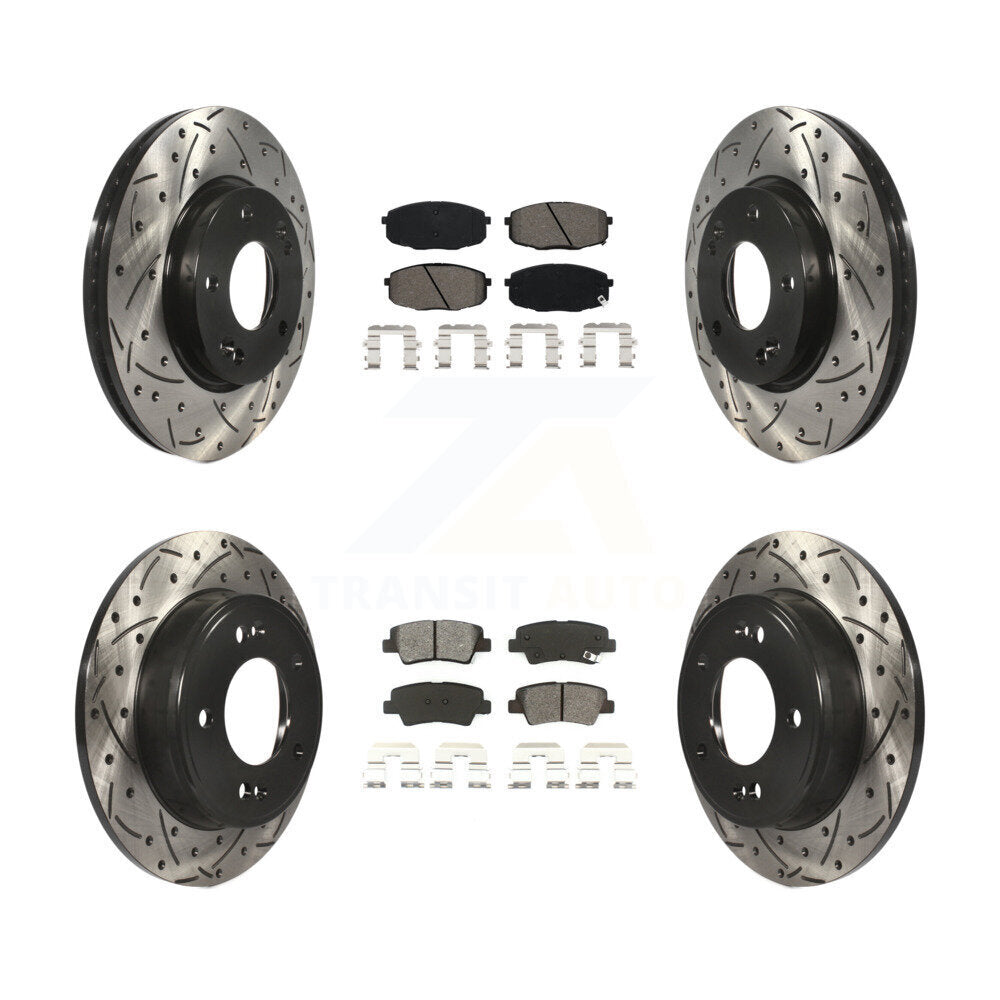 Kit de plaquettes semi-métalliques de Rotor de frein à fente avant et arrière, pour Kia Sou 2014 – 2016