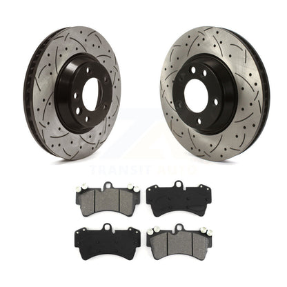 Kit de plaquettes semi-métalliques de Rotor de frein à fente avant percée, pour Audi Q7 Porsche Cayenn