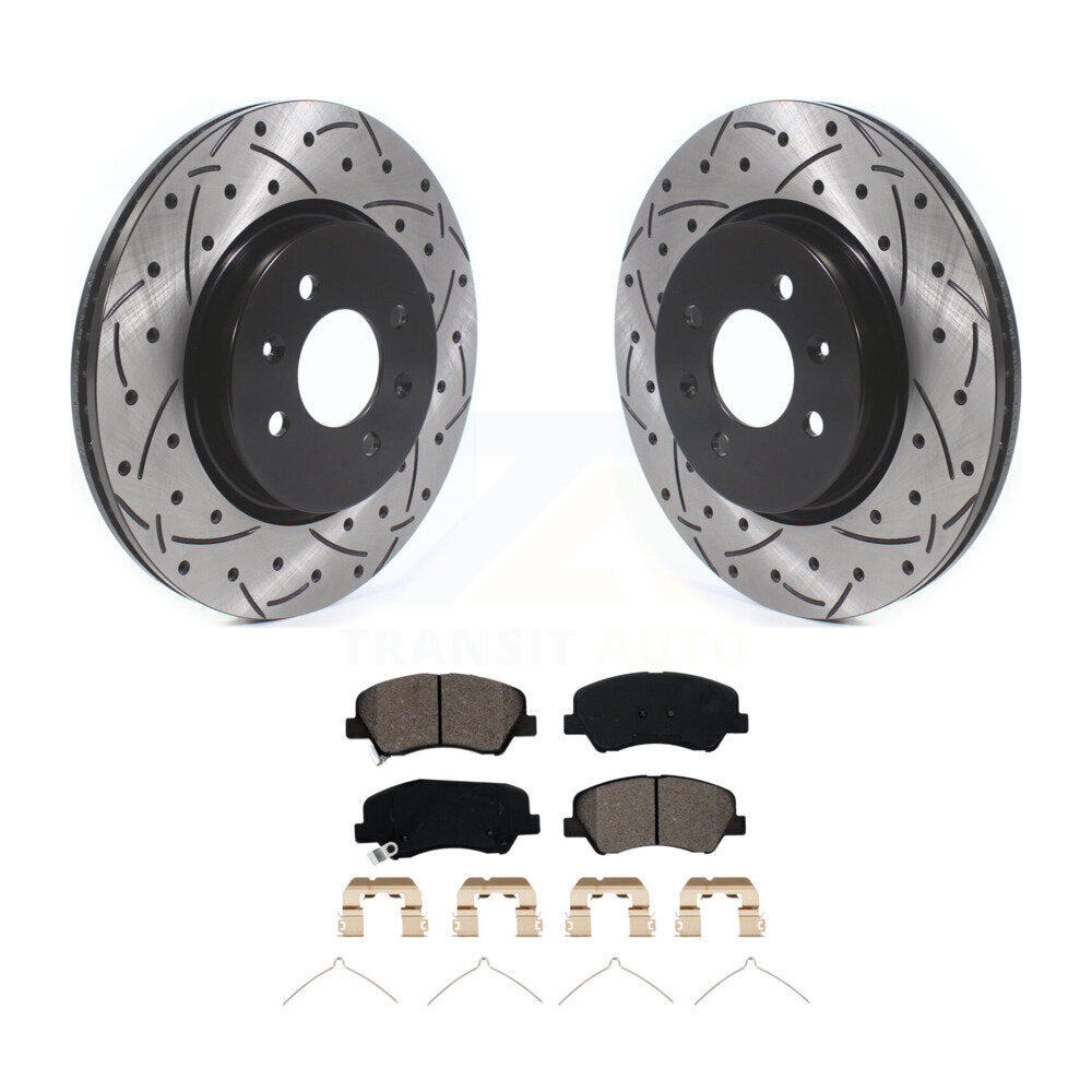 Rotors de frein à fente avant percés, Kit de plaquettes semi-métalliques pour Kia Rio Hyundai Accen