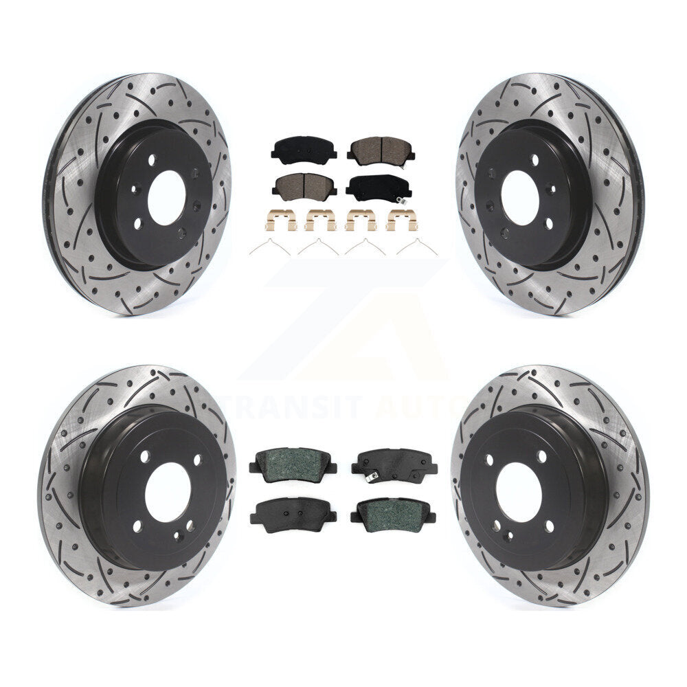 Kit de plaquettes semi-métalliques de Rotor de frein à disque de fente de forage avant et arrière pour Kia Rio Hyunda