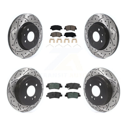 Kit de plaquettes semi-métalliques de Rotor de frein à disque de fente de forage avant et arrière pour Kia Rio Hyunda