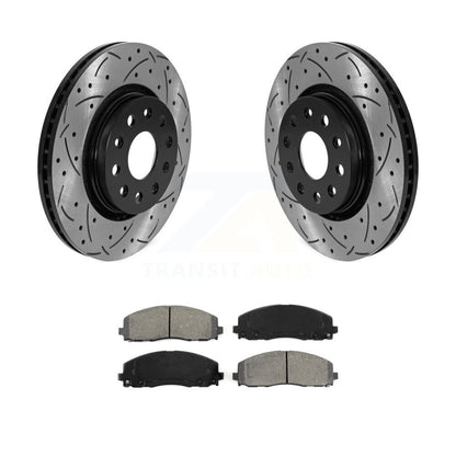 Kit de plaquettes semi-métalliques de Rotor de frein à fente avant percée pour Jeep Wrangler Gladiato