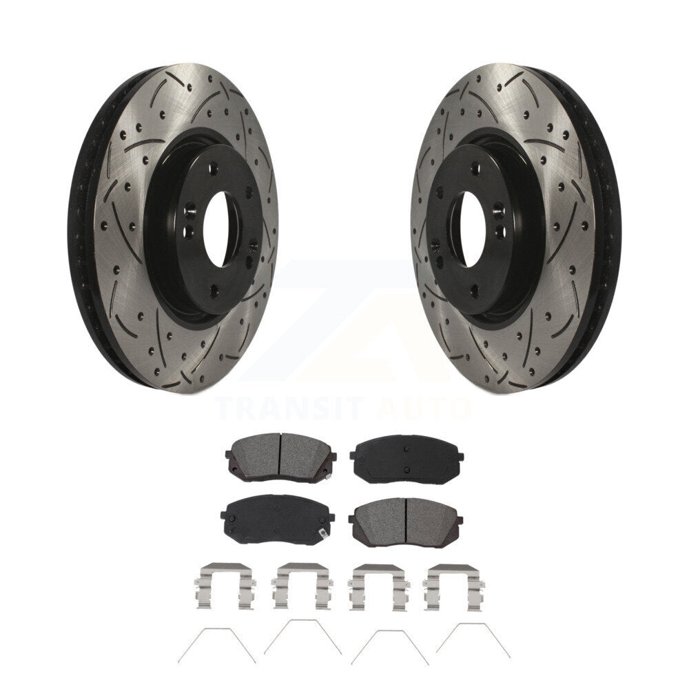 Kit de rotor de frein à fente percée et de plaquettes semi-métalliques pour Kia Soul E 2017 – 2019