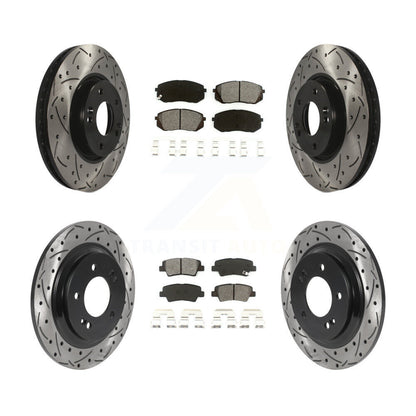 Rotor de frein à disque à fente percée avant et arrière et Kit de plaquettes semi-métalliques pour Kia Soul E