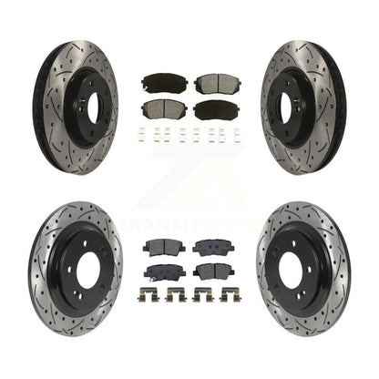 Rotor de frein à disque à fente percée avant et arrière et Kit de plaquettes semi-métalliques pour Kia Soul E