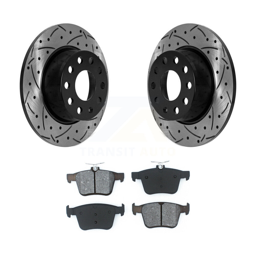 Kit de plaquettes semi-métalliques de Rotor de frein à disque de fente de forage arrière pour Volkswagen Jetta Tao