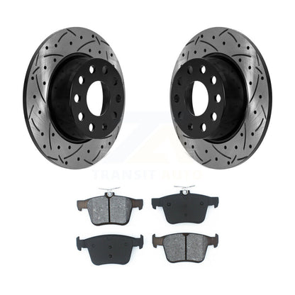 Kit de plaquettes semi-métalliques de Rotor de frein à disque de fente de forage arrière pour Volkswagen Jetta Tao
