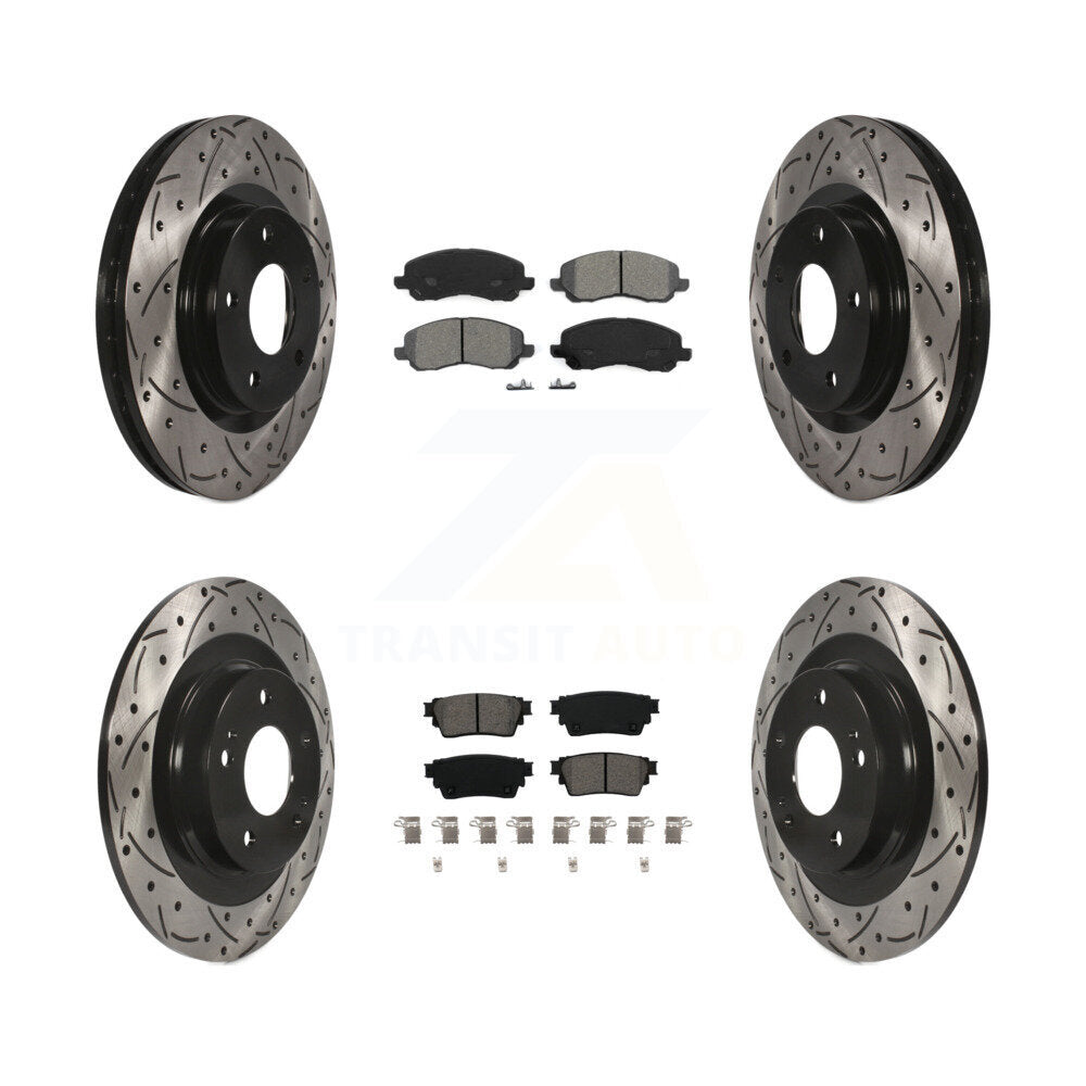 Kit de plaquettes semi-métalliques de Rotor de frein de fente de forage avant et arrière pour Mitsubishi Outlande