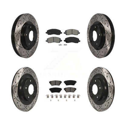 Kit de plaquettes semi-métalliques de Rotor de frein de fente de forage avant et arrière pour Mitsubishi Outlande