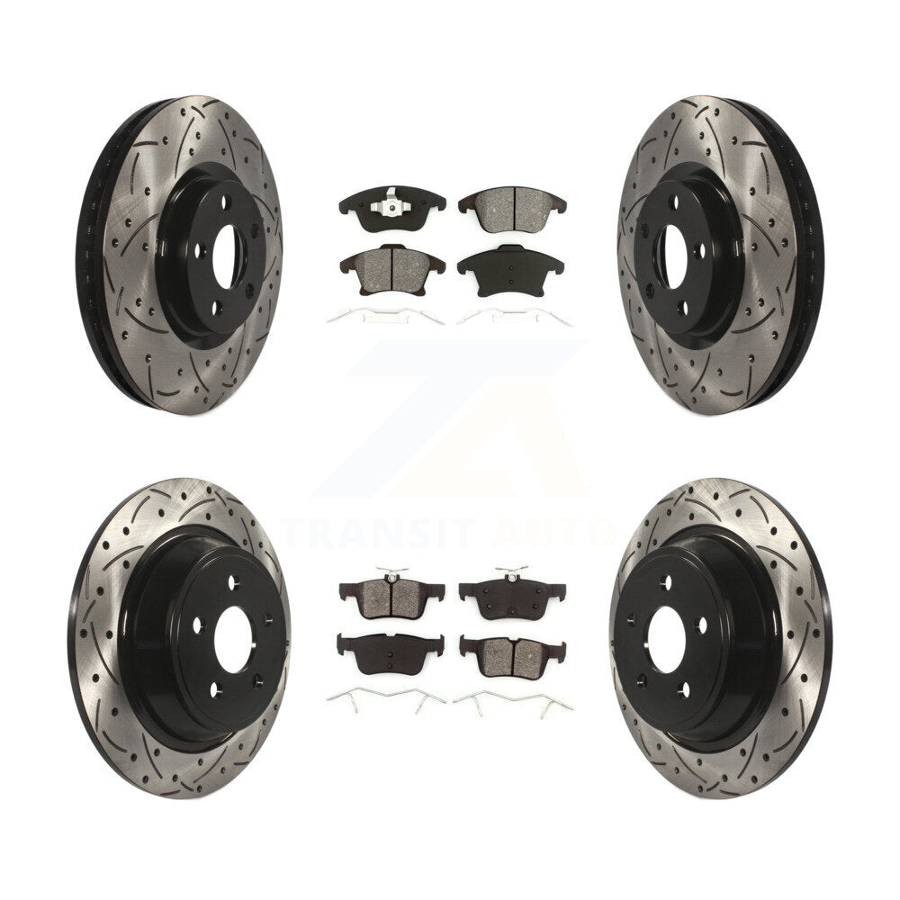 Kit de plaquettes semi-métalliques de Rotor de frein à fente avant et arrière, pour Ford Police Hybri
