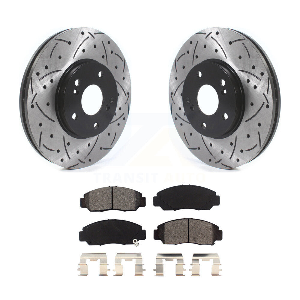 Kit de plaquettes semi-métalliques de Rotors de frein à disque de fente de forage enduit avant pour Honda Accor