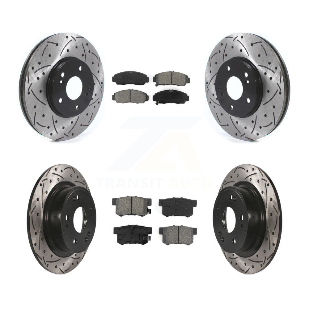 Rotors de frein à disque à fente avant et arrière, Kit de plaquettes semi-métalliques pour Honda Accor