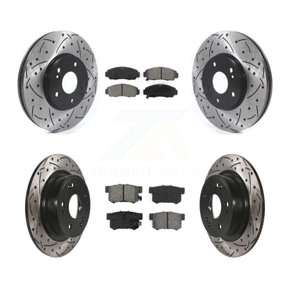 Rotors de frein à disque à fente avant et arrière, Kit de plaquettes semi-métalliques pour Honda Accor