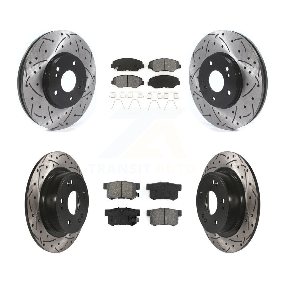 Rotors de frein à disque à fente avant et arrière, Kit de plaquettes semi-métalliques pour Honda Accor