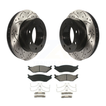 Rotor de frein à fente percée avant et Kit de plaquettes semi-métalliques pour Ford F-450 Super Dut