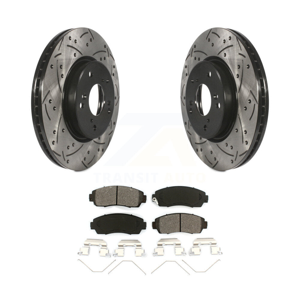 Rotors de frein à disque à fente percée avec revêtement avant, Kit de plaquettes semi-métalliques pour Honda CR-
