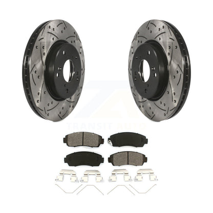 Rotors de frein à disque à fente percée avec revêtement avant, Kit de plaquettes semi-métalliques pour Honda CR-
