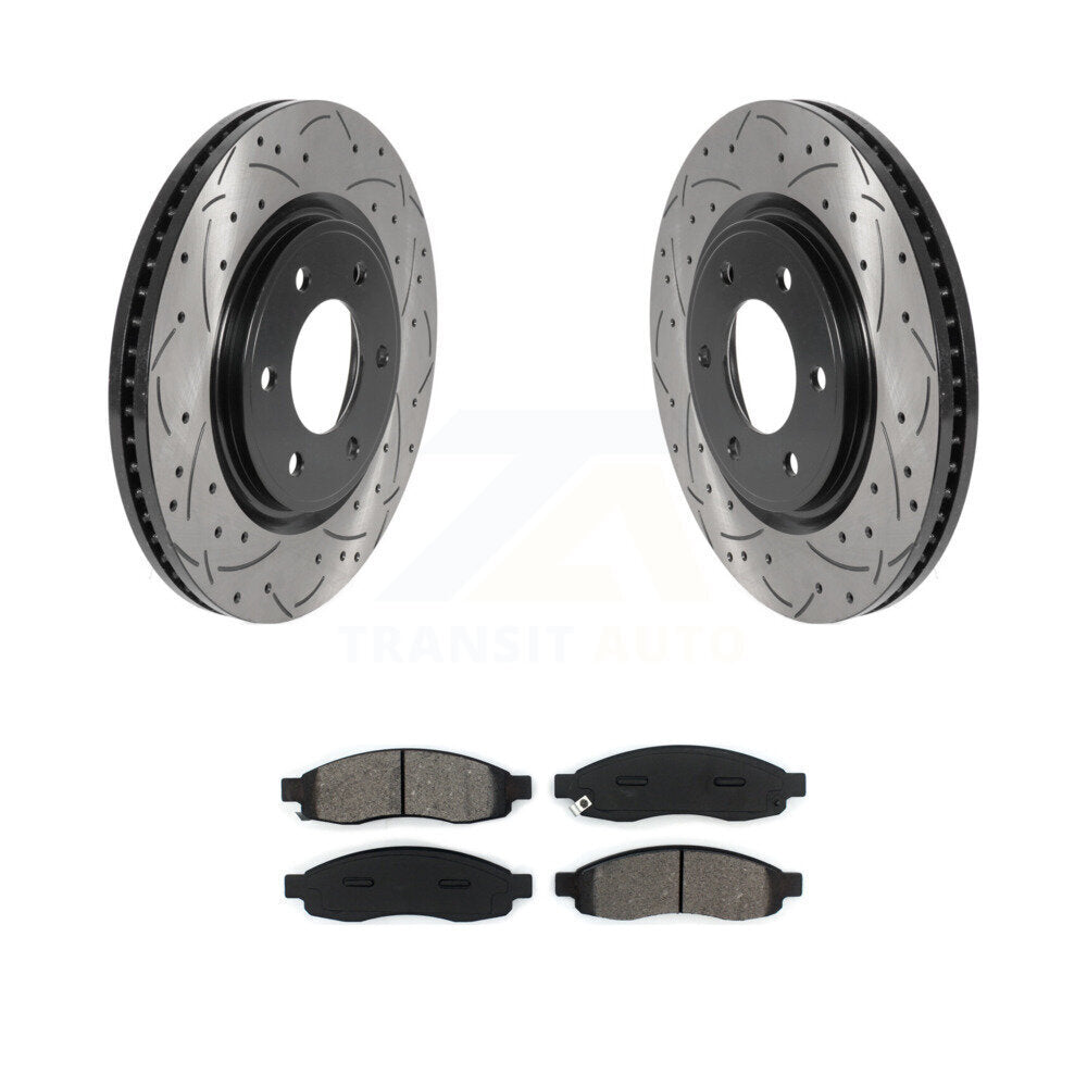 Kit de plaquettes semi-métalliques de Rotor de frein à fente percée avant, pour Nissan TITAN à partir de 04 0