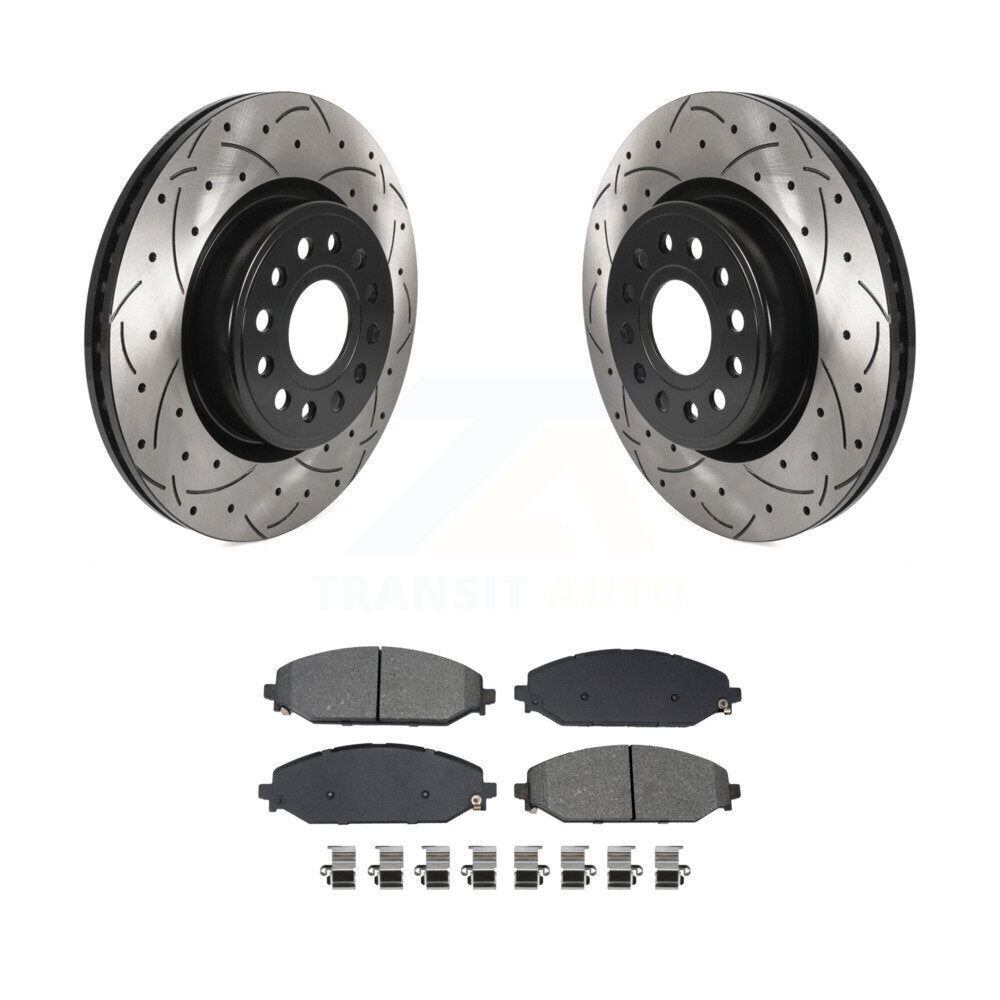 Kit de plaquettes semi-métalliques de rotor de frein à disque fendu percé à revêtement avant pour Ram 150