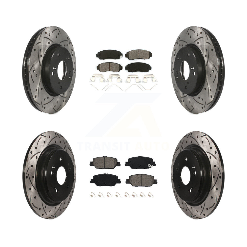 Kit de plaquettes semi-métalliques de Rotor de frein à disque de fente de forage de manteau avant et arrière pour Honda CR-