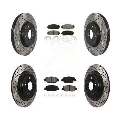 Kit de plaquettes semi-métalliques de Rotor de frein à disque de fente de forage de manteau avant et arrière pour Honda CR-