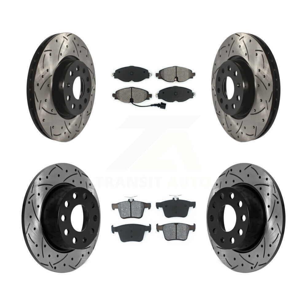 Kit de plaquettes semi-métalliques de Rotors de frein de fente de forage avant et arrière pour Volkswagen Taos FW