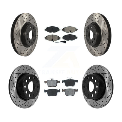 Kit de plaquettes semi-métalliques de Rotors de frein de fente de forage avant et arrière pour Volkswagen Taos FW