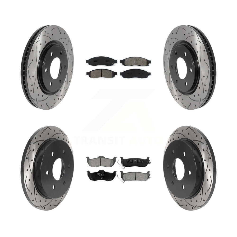 Rotors de frein à disque à fente avant et arrière, Kit de plaquettes semi-métalliques pour Nissan TITA