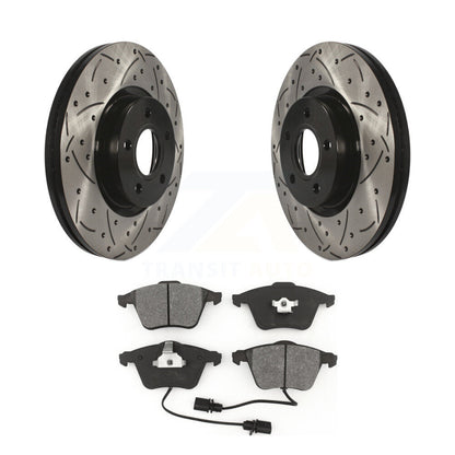 Rotor de frein à disque à fente percée avec revêtement avant et kit de plaquettes semi-métalliques pour Volvo S4