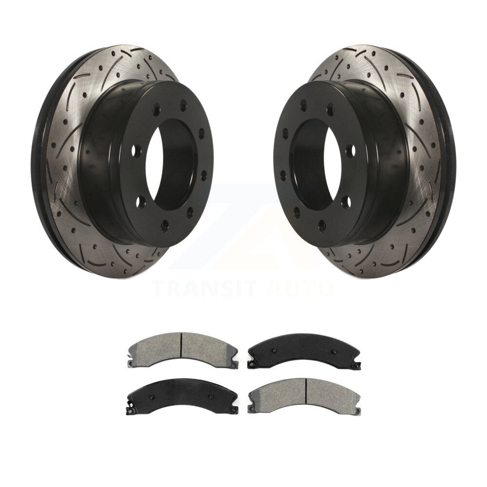 Rotor de frein à fente percée arrière et Kit de plaquettes semi-métalliques pour Chevrolet Express 450